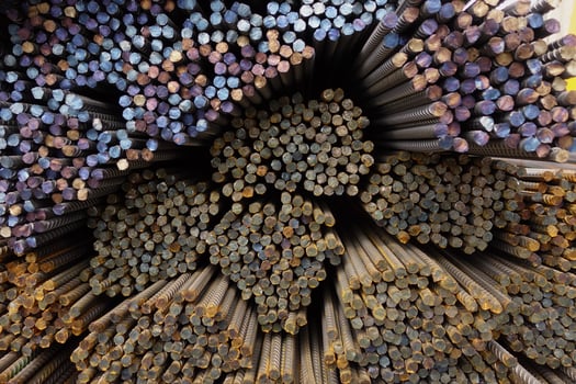 Round metal long blanks, metal blanks, metal warehouse. photo