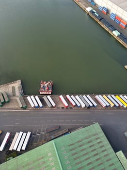 Aerial View of Tilbury City Centre and Port of England United Kingdom. April 20th, 2024 photo