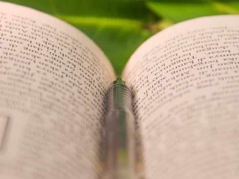 Pen and book photographed from close range photo