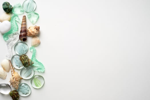 The layout of sea shells, the artwork from the sea.Little things to remember your vacation. photo