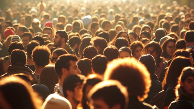 Background Making your way through a crowded festival staying warm and stylish in a sea of people photo