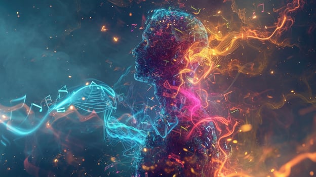 A holographic mixed media piece blending digital projections with physical elements creating a unique and captivating art experience photo