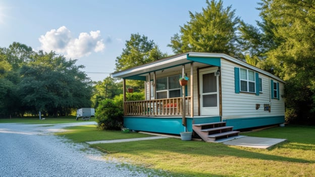 The freedom to roam and explore is at your fingertips with this charming mobile home photo