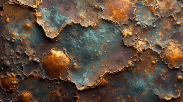 Texture of aged copper its surface etched with intricate patterns from years of exposure to the elements photo