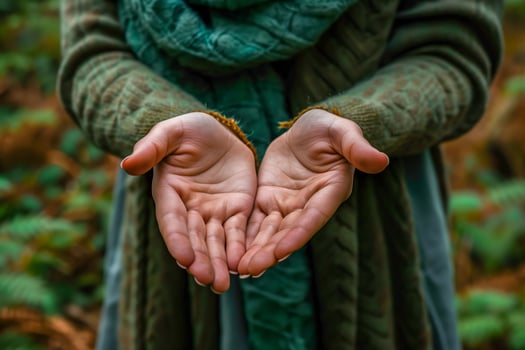 Women's hands upside down photo