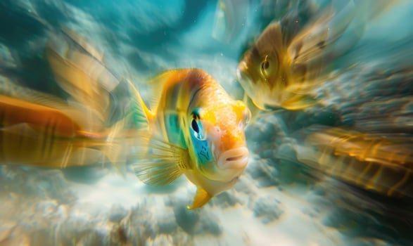 Cockerel fish in dynamic underwater scene photo
