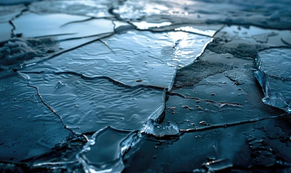 Cracked ice surface background, natural ice texture photo