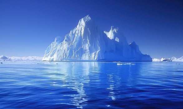 Ice floe and dramatic sky nature background, photo