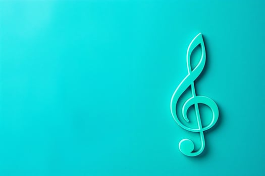Close up of musical note on blue background photo