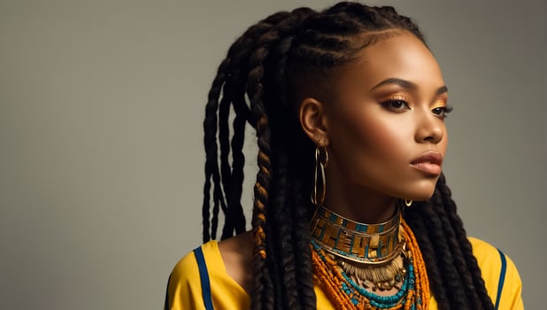 Portrait of a chic African American girl with dreadlocks photo