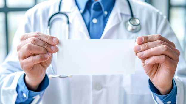 Doctor Holding Blank Card for Medical Information photo
