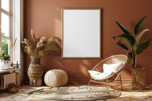 Poster Mockup in Brown Scandinavian Interior photo