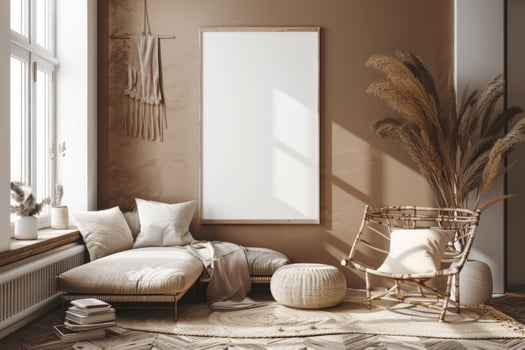 Poster Mockup in Brown Scandinavian Interior photo
