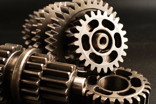 Metal gear wheel engine car and bike, mechanic industry concept. photo