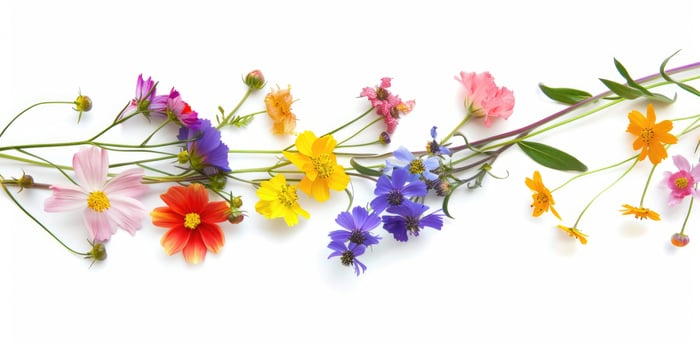 wildflowers decoration floral flatlay on white background photo