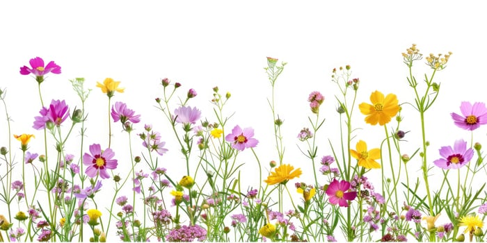 wildflowers decoration floral flatlay on white background photo