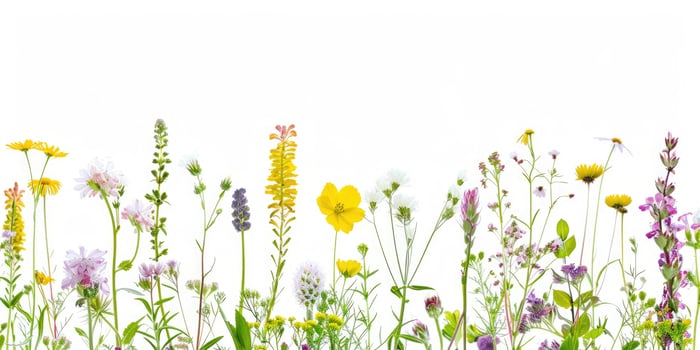 wildflowers decoration floral flatlay on white background photo