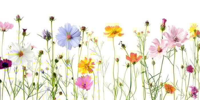 wildflowers decoration floral flatlay on white background photo