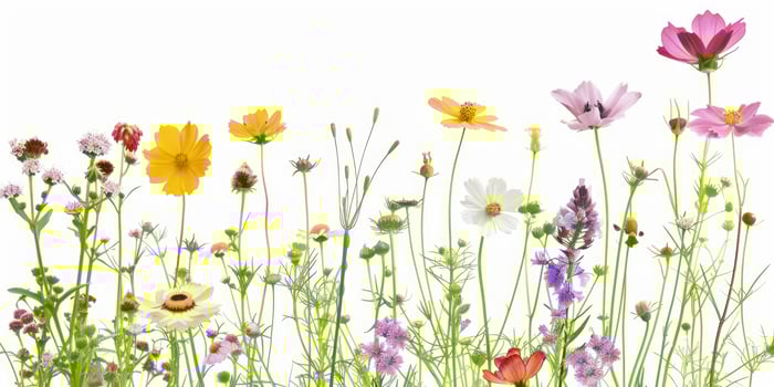 wildflowers decoration floral flatlay on white background photo