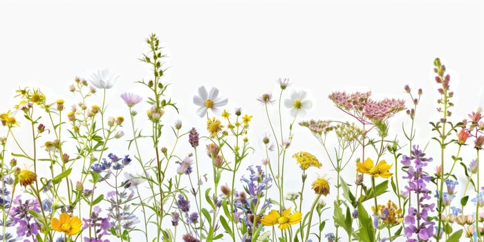 wildflowers decoration floral flatlay on white background photo