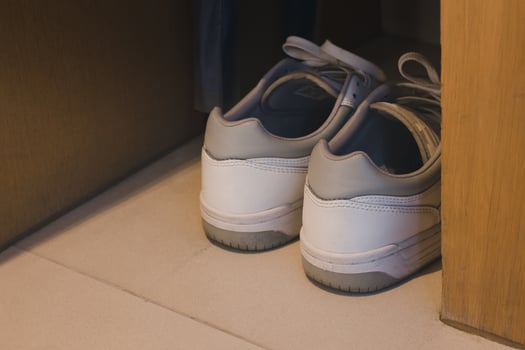 Cozy, worn sneakers. photo