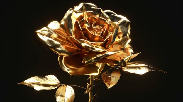 Golden rose on black background photo