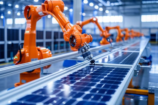 A robot moving on a production line in a plant photo