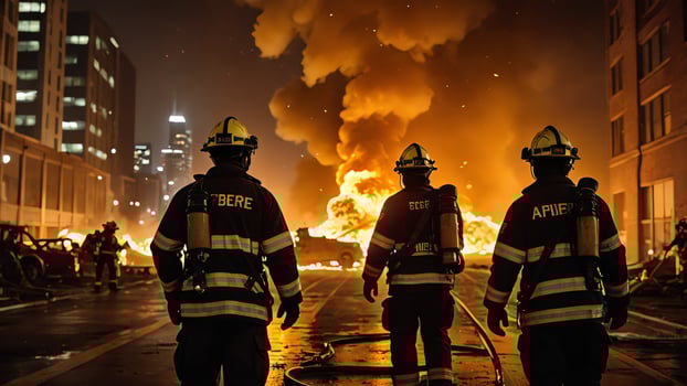 firefighting activities, the atmosphere of firefighters putting out fires photo
