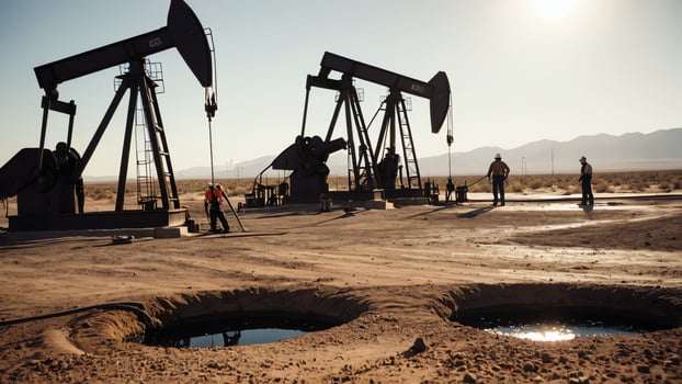 oil pumps in the desert, oil and agricultural products industry photo
