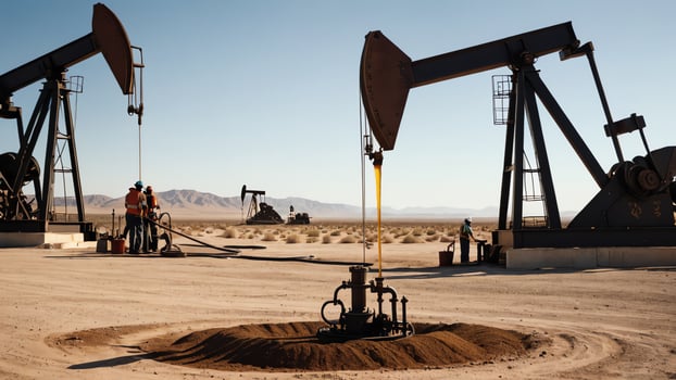 oil pumps in the desert, oil and agricultural products industry photo