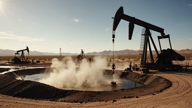 oil pumps in the desert, oil and agricultural products industry photo