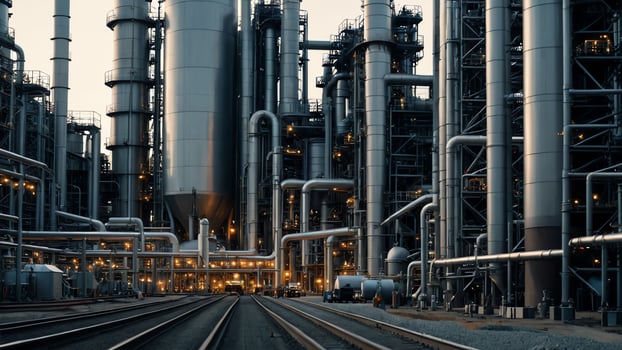 atmosphere of oil refinery work, factory, people working, oil refinery workers photo