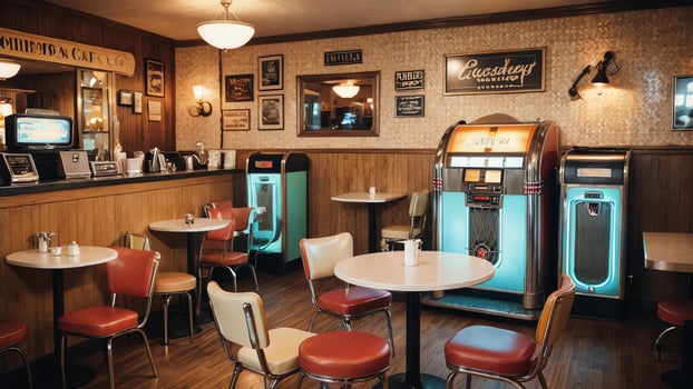 restaurant room with a retro vintage style photo