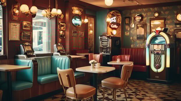 restaurant room with a retro vintage style photo