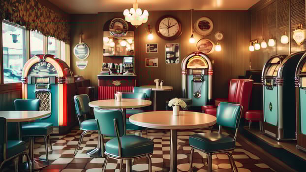restaurant room with a retro vintage style photo