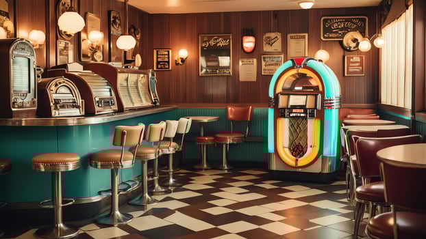 restaurant room with a retro vintage style photo