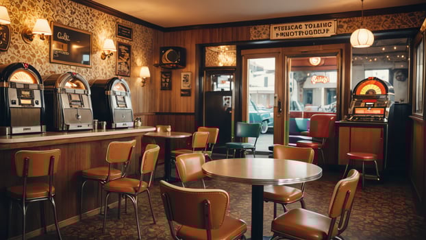 restaurant room with a retro vintage style photo