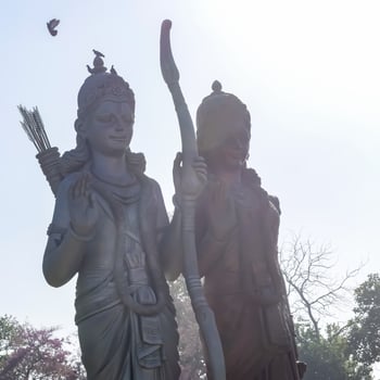 Big statue of Lord Sita Ram near Delhi International airport, Delhi, India, Lord Ram and Sita big statue touching sky at main highway Mahipalpur, Delhi photo