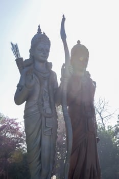 Big statue of Lord Sita Ram near Delhi International airport, Delhi, India, Lord Ram and Sita big statue touching sky at main highway Mahipalpur, Delhi photo