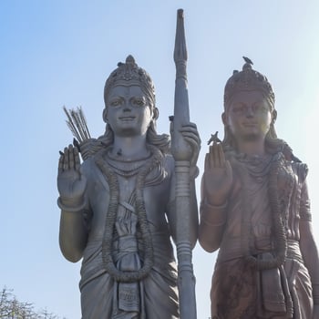 Big statue of Lord Sita Ram near Delhi International airport, Delhi, India, Lord Ram and Sita big statue touching sky at main highway Mahipalpur, Delhi photo