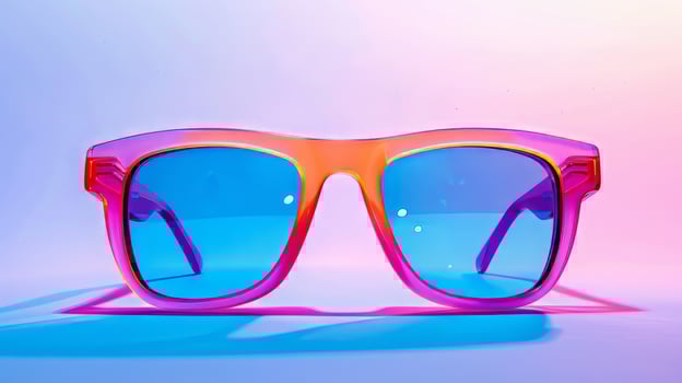 Bold and colorful neon sunglasses set against a pristine white backdrop photo