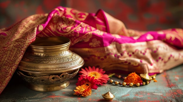 A symbol of gratitude and humility with simple yet elegant traditional clothing and accessories photo