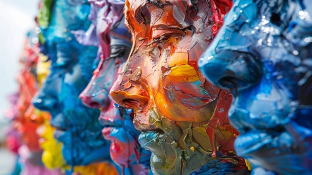 A gathering of artists and art lovers surrounded by a sea of mesmerizing and thoughtprovoking public art pieces photo