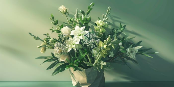 green flower bouquet arrangement gift, ai photo