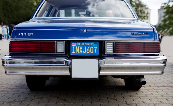 Minsk, Belarus, May 16, 2024 - Rear view vintage Chevrolet photo