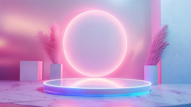 A captivating 3D display highlighted by a vibrant orb against a gradient backdrop photo