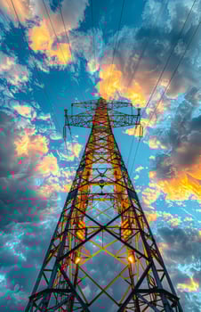 High voltage tower and the beautiful sky photo