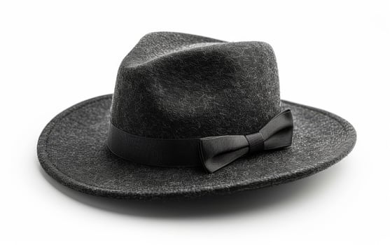 Black hat and bow tie on white background photo