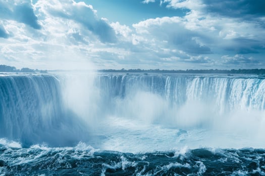 A majestic waterfall, with thundering cascades and misty spray photo