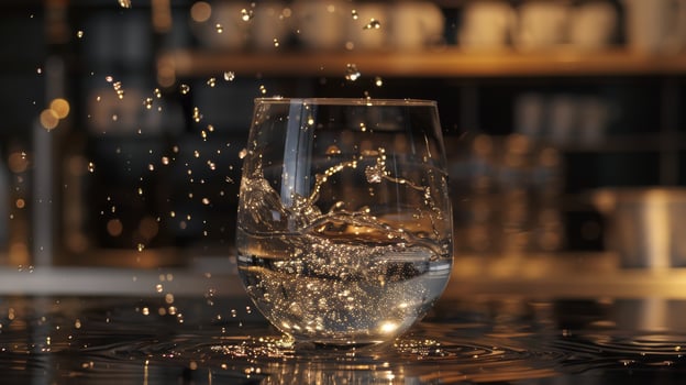 Basic yet elegant shot of a spinning glass of water photo